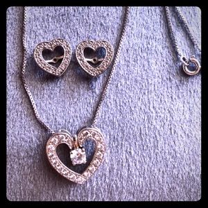 Heart shaped diamond Necklace & Earring set
